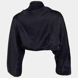 مملوكة مسبقًا جاكيت كلاس باي روبرتو كافالي ساتان أسود منقوش مقاس متوسط - ميديوم