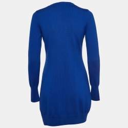 Class by Roberto Cavalli Blue Wool Silk Inset Buttoned Cardigan M