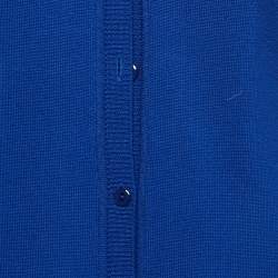 Class by Roberto Cavalli Blue Wool Silk Inset Buttoned Cardigan M