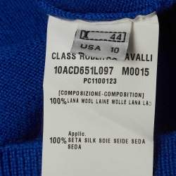 Class by Roberto Cavalli Blue Wool Silk Inset Buttoned Cardigan M