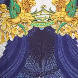 Pre Owned توب قفطان كلاس باي روبيرتو كاف الي ستيان حرير مزين بطبعة أزرق كحلي مقاس متوسط