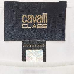 Pre Owned توب قفطان كلاس باي روبيرتو كافالي ستيان حرير مزين بطبعة أزرق كحلي مقاس متوسط