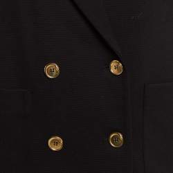 Pre Owned Class by Roberto Cavalli Black Contrast Leopard Print Stretch Crepe Blazer S