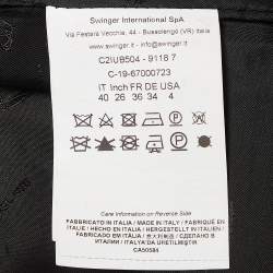 Pre Owned Class by Roberto Cavalli Black Contrast Leopard Print Stretch Crepe Blazer S