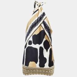 Pre Owned Class by Roberto Cavalli Brown Satin Embellished Halter Neck Top M