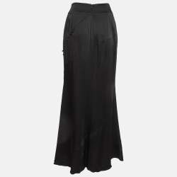 Class by Roberto Cavalli Black Satin Maxi Skirt L