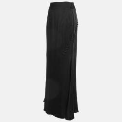 Class by Roberto Cavalli Black Satin Maxi Skirt L