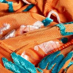 مملوكة مسبقًا Class by Roberto Cavalli Orange Jersey Velvet Textured Halter Neck Maxi Dress L