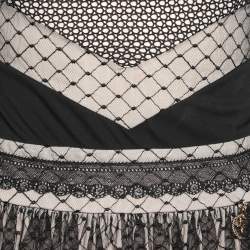 Pre Owned Class by Roberto Cavalli Black Tulle Panelled Maxi Dress L