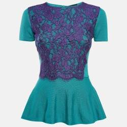 Class by Roberto Cavalli Green Wool Knit Lace Patch Detail Sweater M