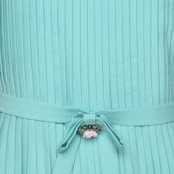 Class Roberto Cavalli Blue Pleated Crepe Embellished Top M