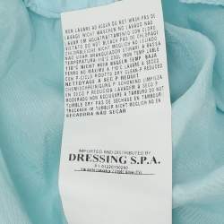Class Roberto Cavalli Blue Pleated Crepe Embellished Top M