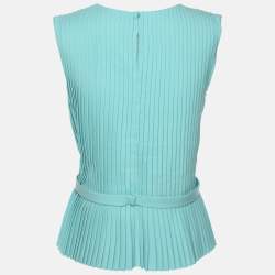 Class Roberto Cavalli Blue Pleated Crepe Embellished Top M