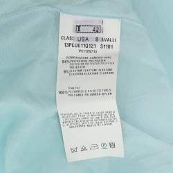 Class Roberto Cavalli Blue Pleated Crepe Embellished Top M