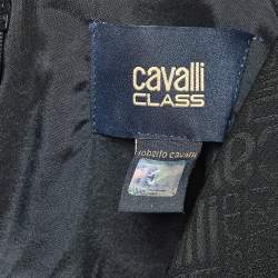 مملوكة مسبقًا Class by Roberto Cavalli Black Logo Jacquard Crepe Shift Dress S
