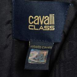 مملوكة مسبقًا Class by Roberto Cavalli Black Logo Jacquard Crepe Shift Dress S