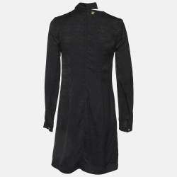 مملوكة مسبقًا Class by Roberto Cavalli Black Logo Jacquard Crepe Shift Dress S