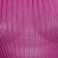 Pre Owned Class by Roberto Cavalli Pink Patterned Knit Maxi Dress XS