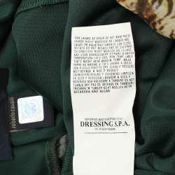 Pre Owned Class by Roberto Cavalli Green Printed Silk Lace Halter Neck Dress M