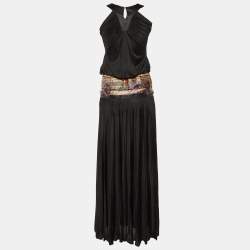 Class by Roberto Cavalli Black Jersey Halter Neck Maxi Dress S