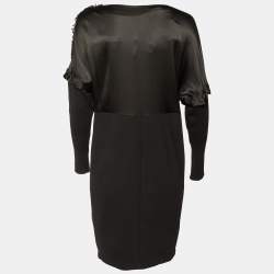 Class by Roberto Cavalli Black Jersey Panelled Knee-Length Dress M