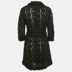 مملوكة مسبقًا Class by Roberto Cavalli Black Floral Embroidery Organza Belted Short Coat S