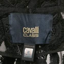 مملوكة مسبقًا Class by Roberto Cavalli Black Floral Embroidery Organza Belted Short Coat S