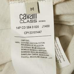 Class by Roberto Cavalli Beige Printed Jersey Beads Embellished T-Shirt M