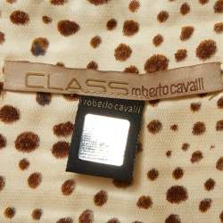 Class by Roberto Cavalli Cream Printed Satin Belted Skirt L