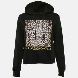 Cavalli Class by Roberto Cavalli Black Leopard Print Hoodie XS