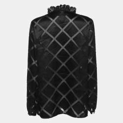 Class by Roberto Cavalli Black Diamond Pattern Chiffon Blouse M