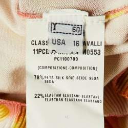 Class by Roberto Cavalli Coral Pink Printed Silk Knit Cardigan XL