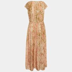 Class by Roberto Cavalli Pink Snake Print Silk Maxi Dress M