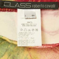 Class by Roberto Cavalli Green/Pink Floral Print Jersey Maxi Skirt L