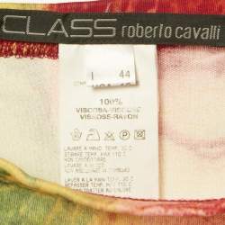 Class by Roberto Cavalli Green/Pink Floral Print Jersey Maxi Skirt L