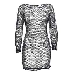 Class by Roberto Cavalli Blue Beaded Mesh Crochet Sheer Mini Dress M