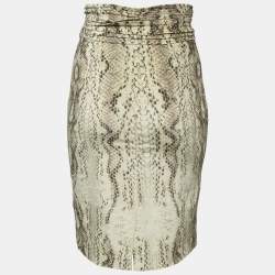 Class by Roberto Cavalli Yellow Snake Print Velvet Pleated Pencil Skirt S