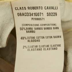 Class by Roberto Cavalli Yellow Snake Print Velvet Pleated Pencil Skirt S