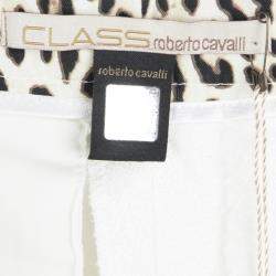 Class By Roberto Cavalli White Snake Scale Pattern Tailored Pants M