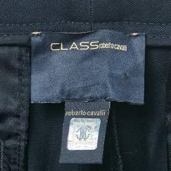Pre Owned Class by Roberto Cavalli Navy Blue Cotton Straight Leg Pants M