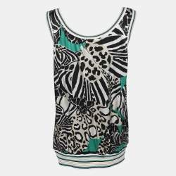 Pre Owned Class by Roberto Cavalli Multicolor Printed Silk Knit Tank Top S