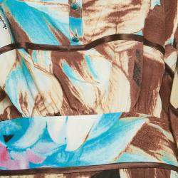 Pre Owned Class by Roberto Cavalli Multicolor Printed Silk Top & Taffeta Pant Set M