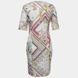 Pre Owned Class by Roberto Cavalli Pink Printed Stretch Knit Short Dress M