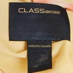 Pre Owned فستان كلاس باي روبرتو كافالي جيبرسية نيون مع طباعة ملونة قصير بحمالات صغيرة