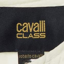 مملوكة مسبقًا Class by Roberto Cavalli White Crepe & Floral Lace Peplum Maxi Dress M