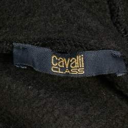 Pre Owned Class by Roberto Cavalli Black Leopard Print Cotton Hoodie XS