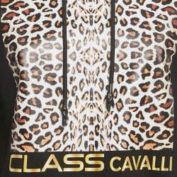 Pre Owned Class by Roberto Cavalli Black Leopard Print Cotton Hoodie XS