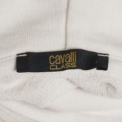 Pre Owned Class by Roberto Cavalli White Logo Studded Cotton Hoodie M