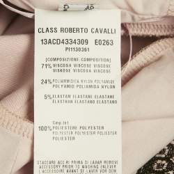 مملوكة مسبقًا Class by Roberto Cavalli Pink/Black Jersey Leopard Mesh Detail Midi Dress L
