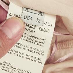 مملوكة مسبقًا Class by Roberto Cavalli Pink/Black Jersey Leopard Mesh Detail Midi Dress L